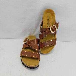 NAOT Women's Carolina Slide Sandal Soft Chestnut Leather Size 7- EU 38 New